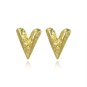 Minimalist 18k gold plated hammered heart stud earrings with unique textured finish