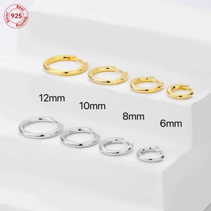 925 Sterling Silver Hoop Earrings Minimalist Round Huggie Sleeper Earrings For Women Men Unisex Geometric Jewelry Gift