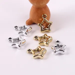 Hollow Star Charms Pendants Plated Plastic DIY Jewelry Making Accessories For Earrings Phone Chains Necklaces