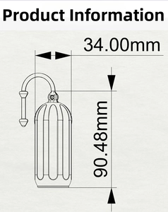 Technical drawing showing 34.00mm by 90.48mm dimensions of the silicone travel sleeve