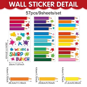 Pegatinas de pared educativas con lápices de colores y frases para salas de clase