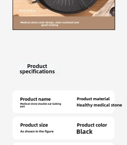 Detail of maifan stone non-stick grill pan with dual handles and speckled coating