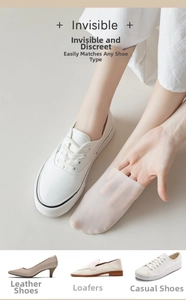 Macro view of ultra-thin skin-tone invisible liner socks showing seamless mesh texture