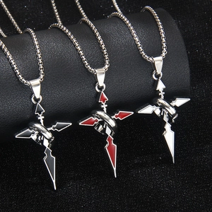 Cross Pendant Necklace With Ring Gothic Punk Style Stainless Steel And Alloy Jewelry Fashion Accessories For Men Women