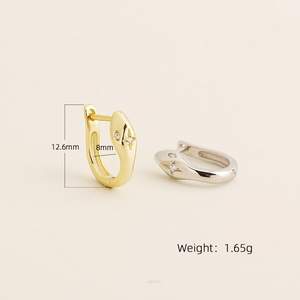 S925 silver star-shaped snake earrings in gold and silver finish with zircon stones