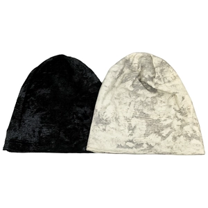 Black and marble gray slouchy beanie hats for men and women in soft knit fabric