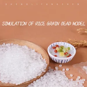 Macro shot of realistic white resin rice grains for DIY slime and craft food models