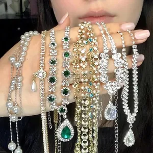 Collier Et Boucles D'oreilles En Alliage Strass Style Cour Vintage Français Bijoux Pendentif Gland Goutte D'eau Scintillant