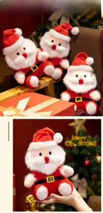 Detailed plush Santa Claus dolls in three sizes with red velvet and golden belt buckles