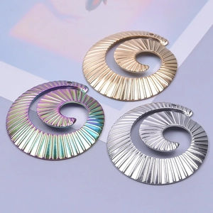 Minimalist spiral pendants in gold, silver, and rainbow finishes for DIY jewelry making