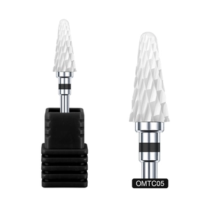 Detailed view of OMTC05 ceramic nail drill bit for precision cuticle removal and manicure