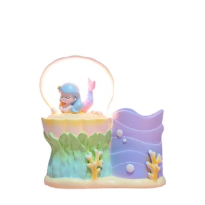Resin mermaid pen holder with glowing shell light and ocean coral wave base decor