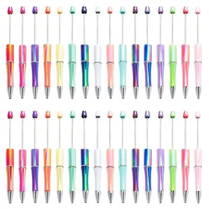 Beadable Ballpoint Pen DIY Creative Gradient Iridescent Metallic Finish Plastic Novelty Writing Tool