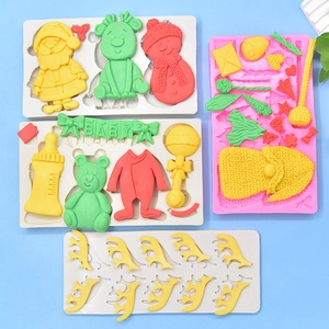 Silicone Molds Christmas Santa Snowman Antler Baby Bear For Fondant Cake Decoration DIY Clay Crafting Cartoon Multi Pattern