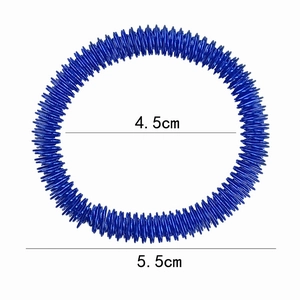 Blue spring massage ring showing 4.5cm inner and 5.5cm outer diameter dimensions