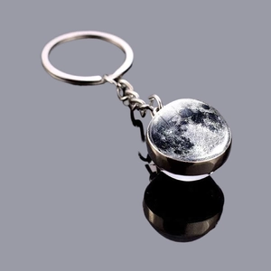 Solar System Planet Keychain Alloy Glass Ball Moon Earth Galaxy Nebula Keyring Retro Cosmic Accessory For Bag Car Keys
