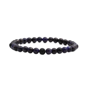 Tiger eye and lava stone bracelet with dark blue and black 8mm natural stone beads