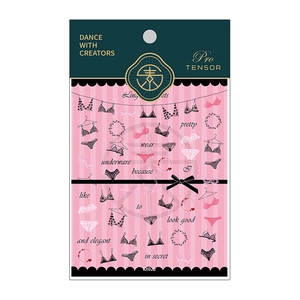 5D thin adhesive nail stickers with lingerie patterns and matte finish in KX020 packaging