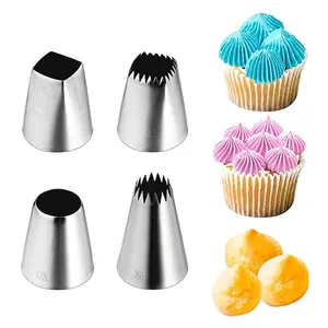 Set di 4 beccucci in acciaio inossidabile 304 per decorazione di torte e pasticceria