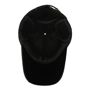 Winter black baseball cap with ear flaps and adjustable metal buckle for cold protection