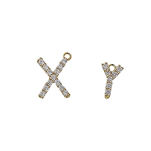 18k gold plated alphabet X and Y pendants with zircon stones for DIY jewelry making