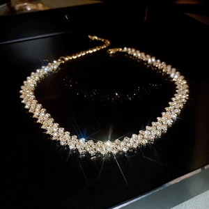 Sparkling diamond-studded choker necklace detail showing the intricate crystal craftsmanship