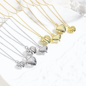 Minimalist 18k gold and silver necklaces with hollow heart and fruit-shaped pendants