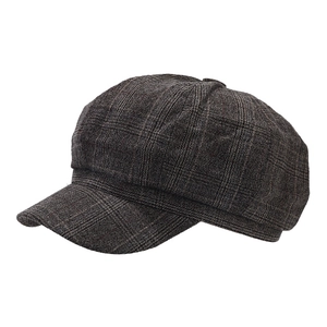 Gorra de vendedor de periódicos retro británica a cuadros con visera corta clásica gris
