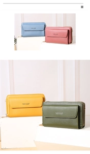 Selection of four chic crossbody cell phone bags in blue, pink, yellow and olive green colors