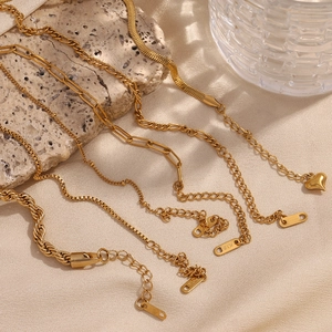 Minimalist 18K gold plated Figaro and snake chain bracelets set with K18 engraving