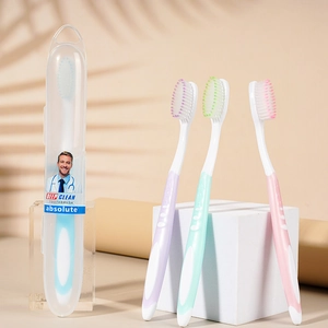 Premium soft bristle toothbrush set with ergonomic grip and portable travel case
