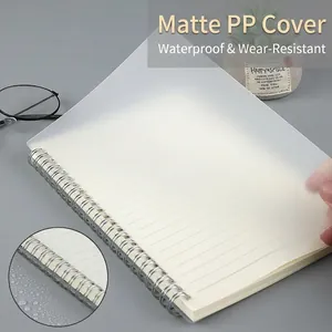 A5 spiral notebook with waterproof matte PP cover and horizontal lined inner pages