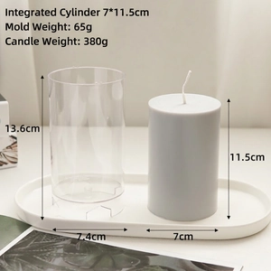 DIY plastic candle mold for cylindrical candles with detailed dimensions 7.4x13.6cm
