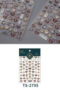 Detail of TS-2795 embossed nail stickers with Victorian Lover's Eye portrait and butterfly