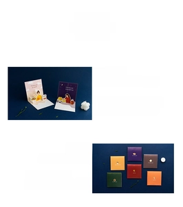3D pop-up thank you flower cards with matching envelopes on a minimalist dark blue backdrop