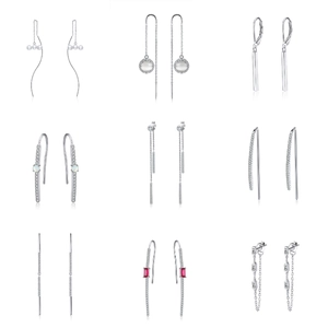 Detailed collection of 925 sterling silver geometric earrings with pearls and zircons