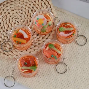 Realistic Simulation Instant Noodle Bucket Keychain Miniature Food Model PVC ABS Ramen Bag Charm Creative Gift Pendant