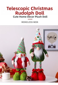 Detail of Christmas gnome set with telescopic legs and blue sequined hats for decor