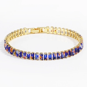 Millefiori Glass Bracelet Rectangular Colorful Floral Pattern Brass Gold Plated Bohemian Fashion Jewelry For Women