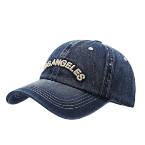 Retro denim blue baseball cap with Los Angeles embroidery for a vintage street style