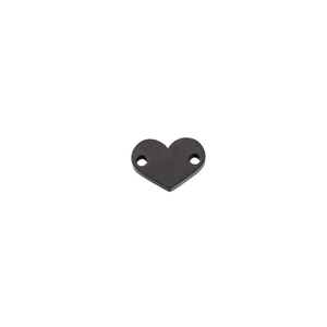 Detailed view of heart-shaped black stainless steel pendant with dual mounting holes