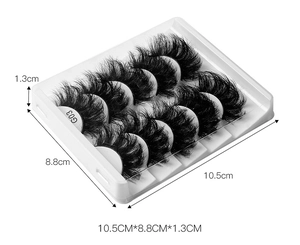 Macro detail of G03 messy thick false eyelashes with fan-shaped 3D volume in 5 pairs pack