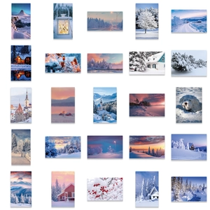 50pcs waterproof winter snow landscape stickers for laptops and luggage decoration
