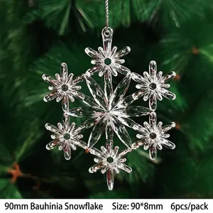 Christmas Hanging Ornaments Acrylic Crystal Clear Pendants Tree Decorations Snowflake Reindeer Icicle Festive Holiday Decor