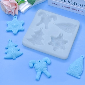 Christmas Silicone Mold Snowflake Tree Candy Cane Gnome Shape For DIY Baking Cake Chocolate Resin Crafting