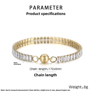 Détail du bracelet tennis en zircon avec fermoir magnétique et dimensions de 170x6mm