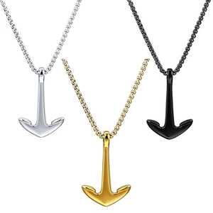 Vintage Nautical Anchor Pendant Necklace Stainless Steel Retro Sailor Charm Hip Hop Jewelry Gift For Men Women