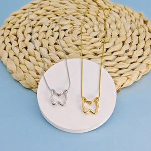 Hollow Butterfly Heart Pendant Necklace Stainless Steel Minimalist Snake Chain Elegant Jewelry Gift For Women Girls