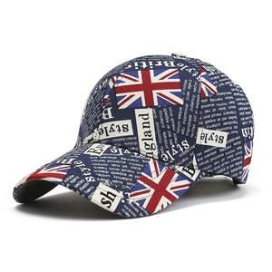 Cappellino da baseball Union Jack con stampa vintage in tela blu scuro