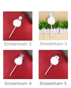 Four different snowman plush ball ballpoint pens with white barrels for Christmas gifts